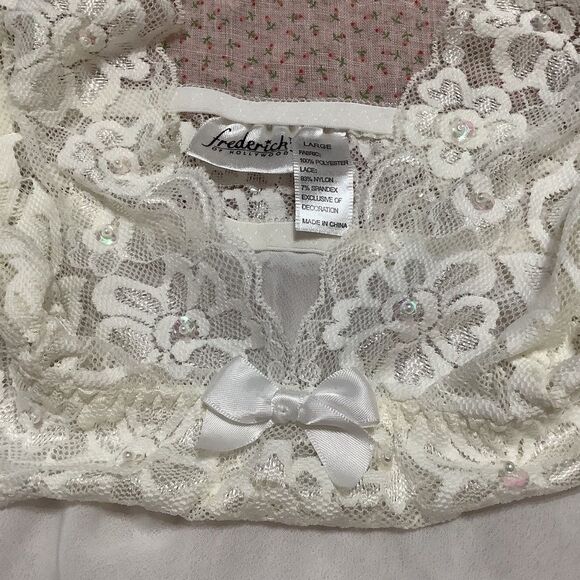 Frederick’s of Hollywood Coquette Cream Sheer Lace Slip Size Large - Picture 5 of 10